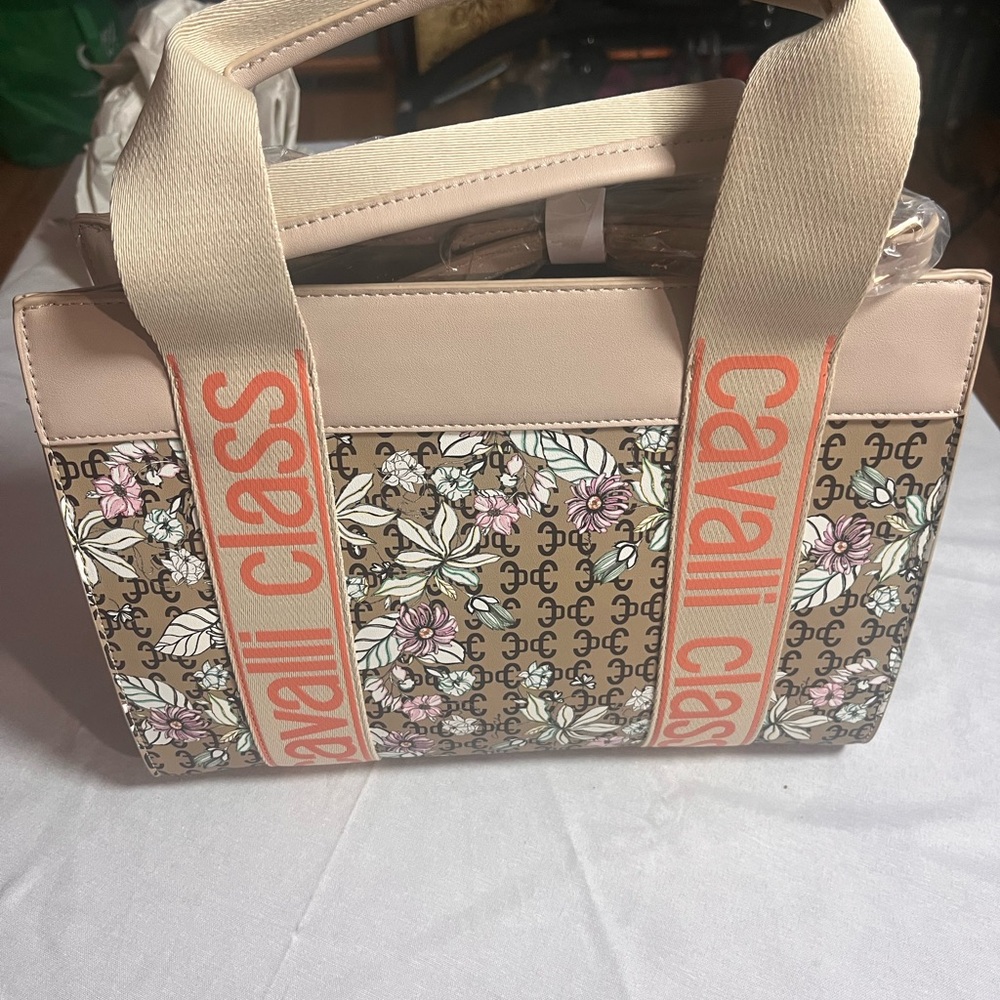 Cavalli Class Beige Floral Tote - Picture 7 of 7